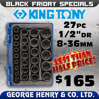 King Tony 27 Pce 1/2"Dr Impact Socket Set